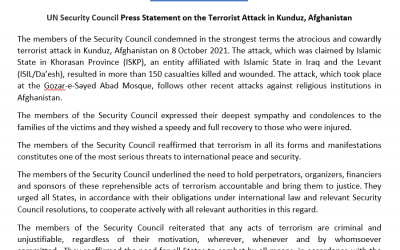 اعلامیه سازمان ملل در مورد حمله بر مسجد در کندز